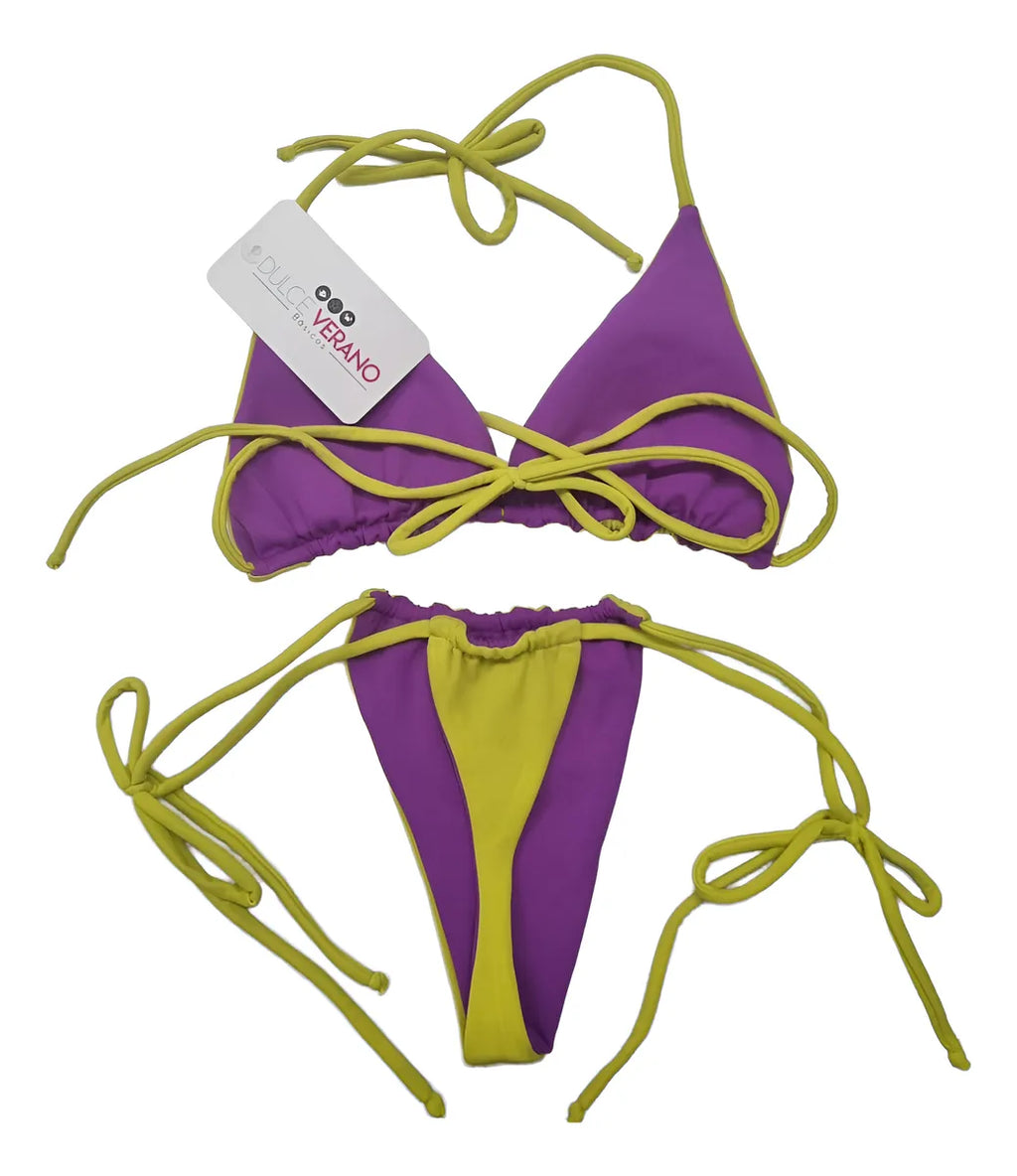 Bikini Asoleador Doble Faz Talla Única Verde Lima