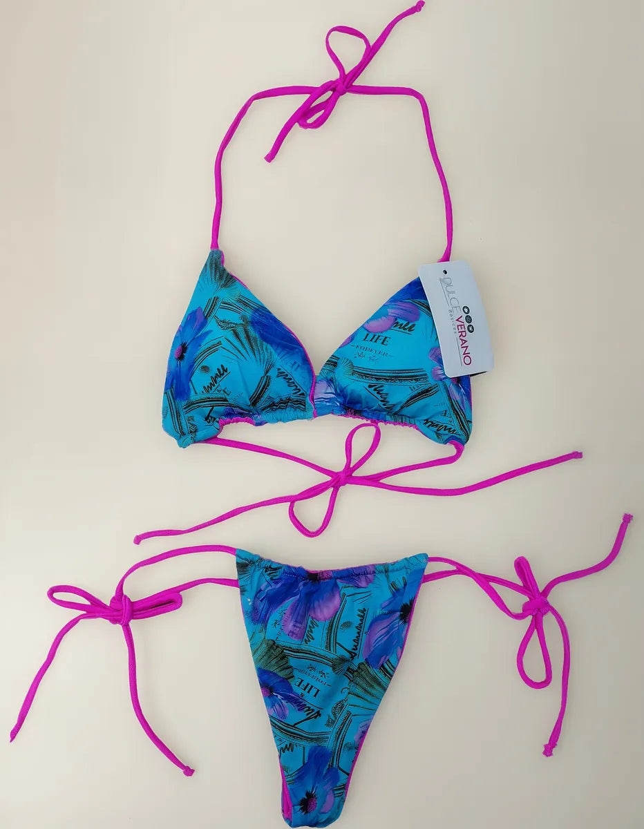 Bikini Asoleador Doble Faz Talla Única Fucsia Brillante