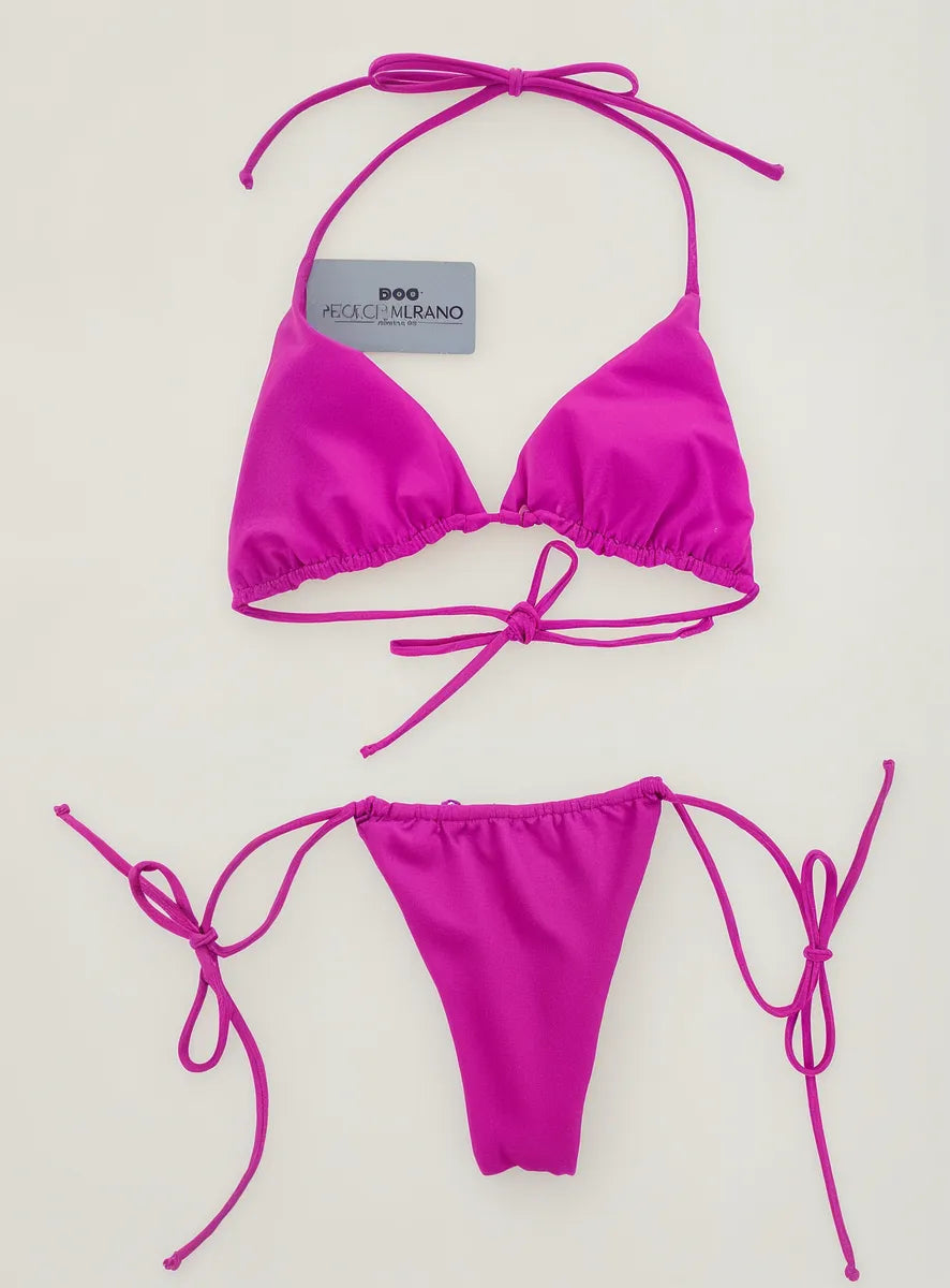 Bikini Asoleador Doble Faz Talla Única Rosa  Chicle Flores